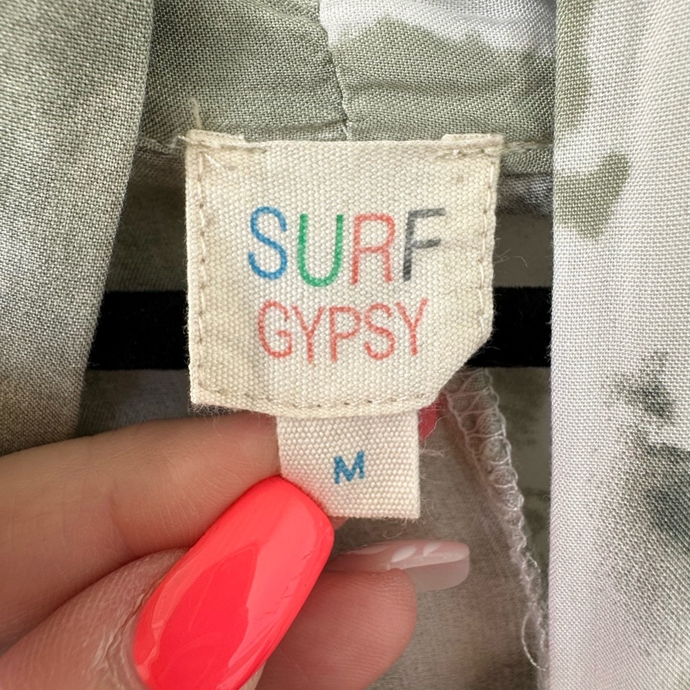 Surf Gypsy Wrap Top Tie Dye Tie Front Long Sleeves Medium Cover Up Shrug Medium - Picture 12 of 13